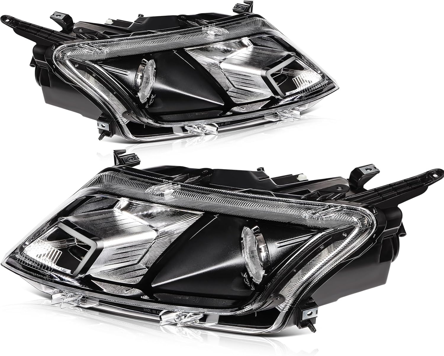 Headlight Assembly Driver Side and Passenger Side Fit For 2010 2011 2012 For Ford Fusion Clear Clear Chrome Housing Plug & Play Replacement 9E5Z13008A FO2503273 (Bulbs Not Included)