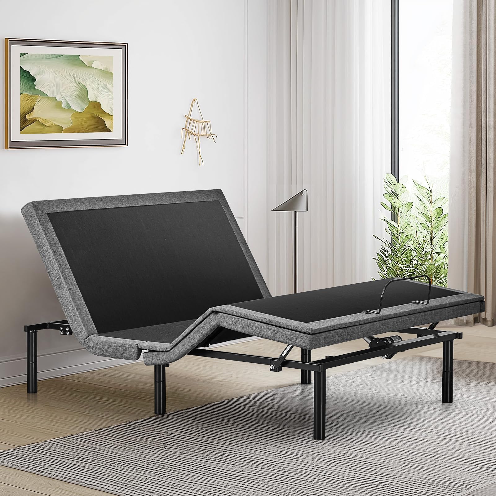 Sweetcrispy Queen Adjustable Bed Frame, Ergonomic Electric Bed Base with Wireless Remote and 2 USB Ports, Head and Foot Incline, Zero Gravity Bed, Anti-Snore, Easy Assembly