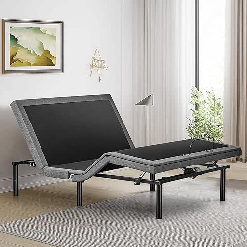 Sweetcrispy Full Adjustable Bed Frame, Ergonomic Electric Bed Base with