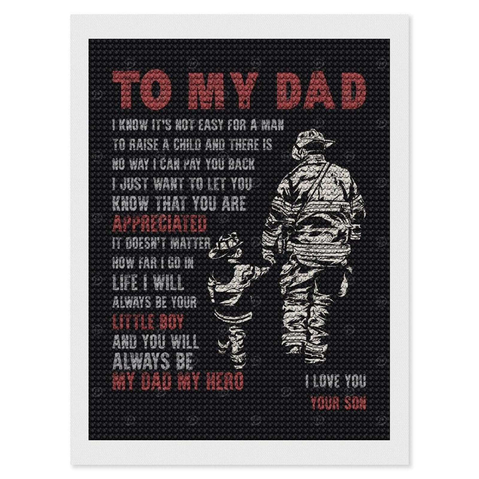 Junmoney to My Dad(2) Diamond Art Canvas 12"x16", Decorate Your Room, Mindful Craft Activity, Cosy Home Accent, Thoughtful Handmade Gift