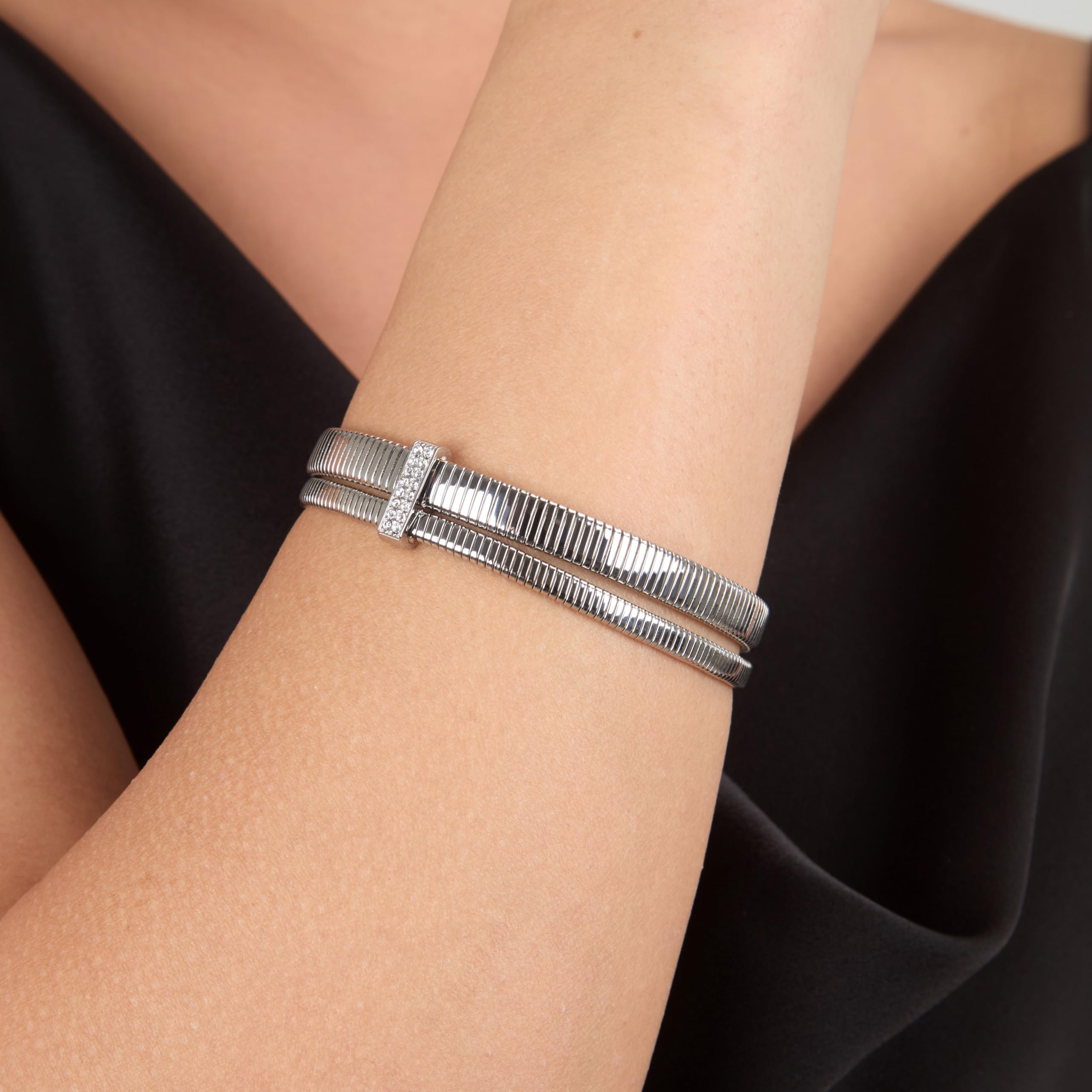 Morellato Bracciale Donna in Acciaio, Cristalli, Collezione ONDA, Bangle
