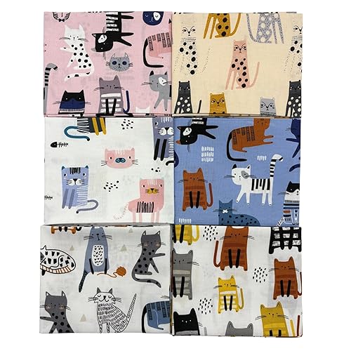 6Pcs Floral Cotton Fat Quarters Fabric 18" x 21" for