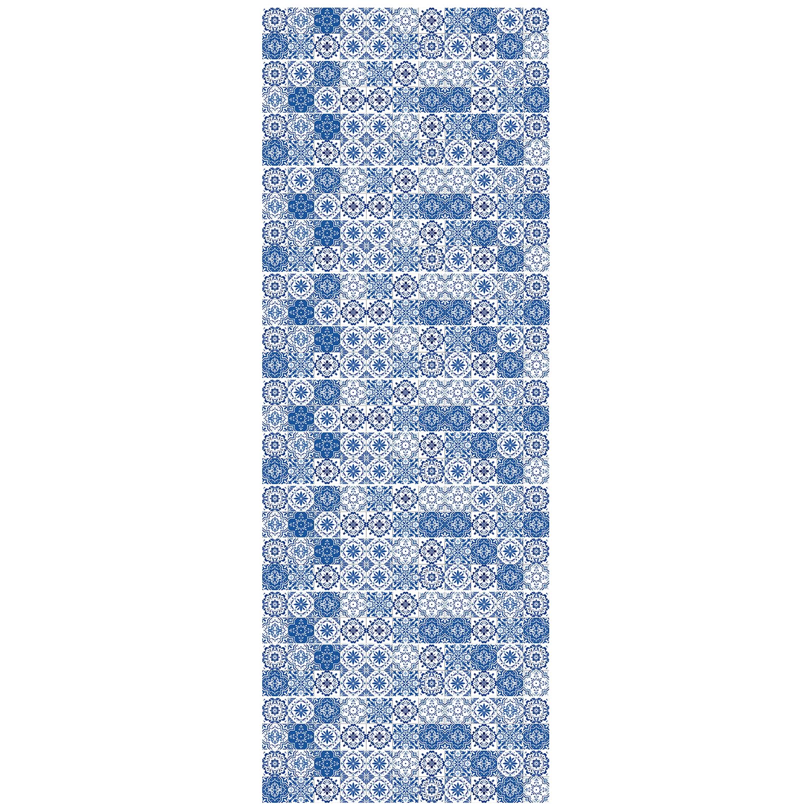 PLIGREAT 15 paquetes de pegatinas para escaleras azules y blancas con patrón de azulejos autoadhesivos para escalera creativa para bricolaje renovación de escaleras en casa o hotel 18 x 100 cm