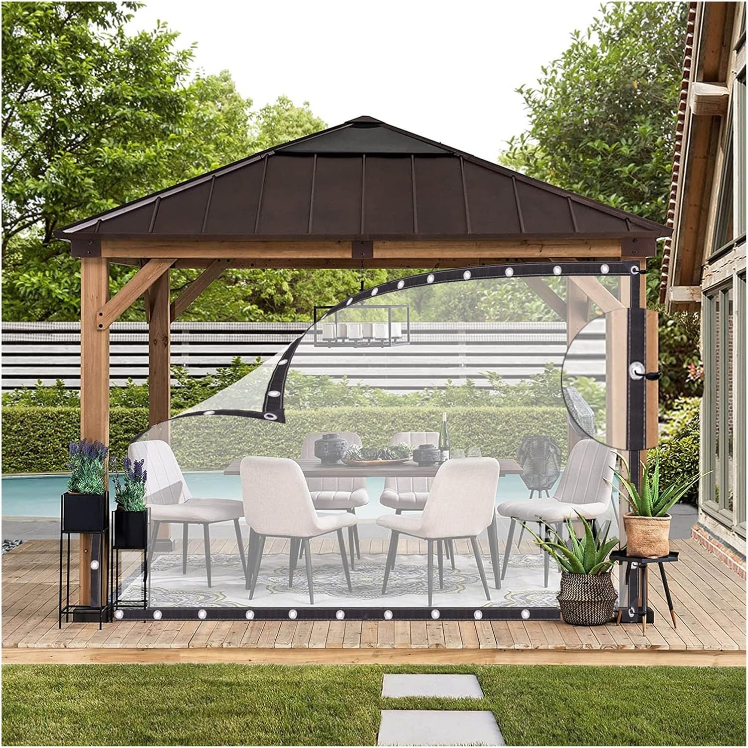 LDWLBYYD Waterproof Curtains for Porch pergola Covers with