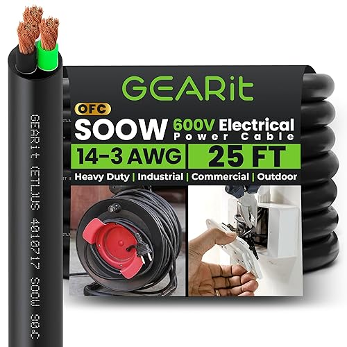 Miniatura 38 de GearIT Cable de alimentación portátil 14/4 14 AWG (100 pies – 4 conductores) SOOW 600V calibre 14 cable eléctrico para motor, luces portátiles