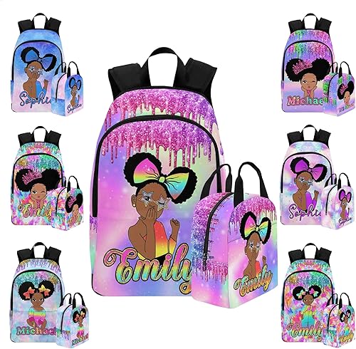 InterestPrint Mochila personalizada para niños, jugador de fútbol americano, bandera americana, con nombre personalizado, mochila para estudiante,