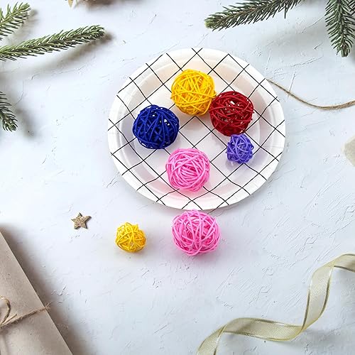 Miniatura 6 de IFAMIO 20 bolas decorativas de mimbre de ratán para tazón, centro de mesa, relleno de tazones, jarrón, adorno, ramitas, orbes, decoración del hogar,