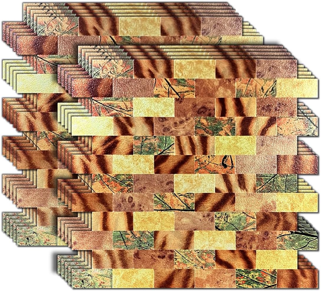 10-Sheet Peel & Stick Waterproof Backsplash, Mosaic Wall Stickers, Non-Slip Heat-Resistant DIY Stickers, Easy to Cut, Used for Shower/Bathroom/Kitchen Cabinets (Pattern Mixing)