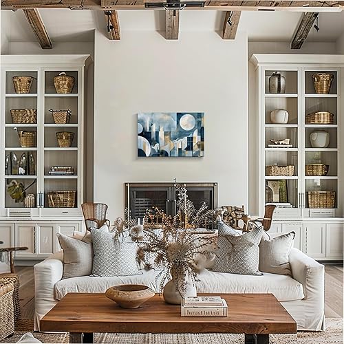 Miniatura 358 de Lienzo artístico para pared, pinturas de arte abstracto, fantasía azul, grafiti colorido sobre fondo blanco; decoración artística moderna para sala