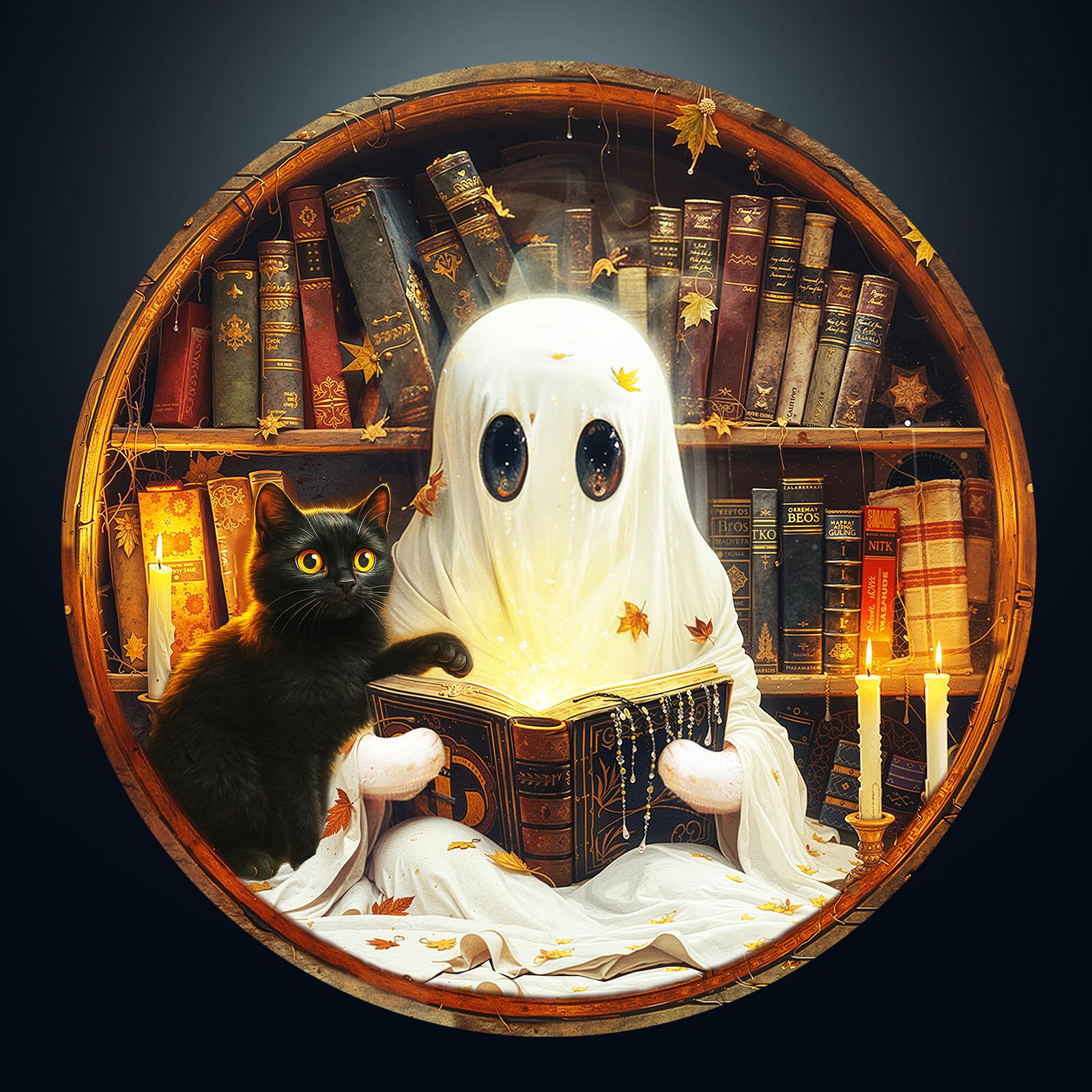 WOODBESTS 1000 Piece Puzzles for Adults, 26.6 * 26.6in Halloween Ghosts Blue Card Puzzle for Adults, 1000 Pieces Flat Puzzles with 3D Visual Effect When Completed, Adult Puzzle Games