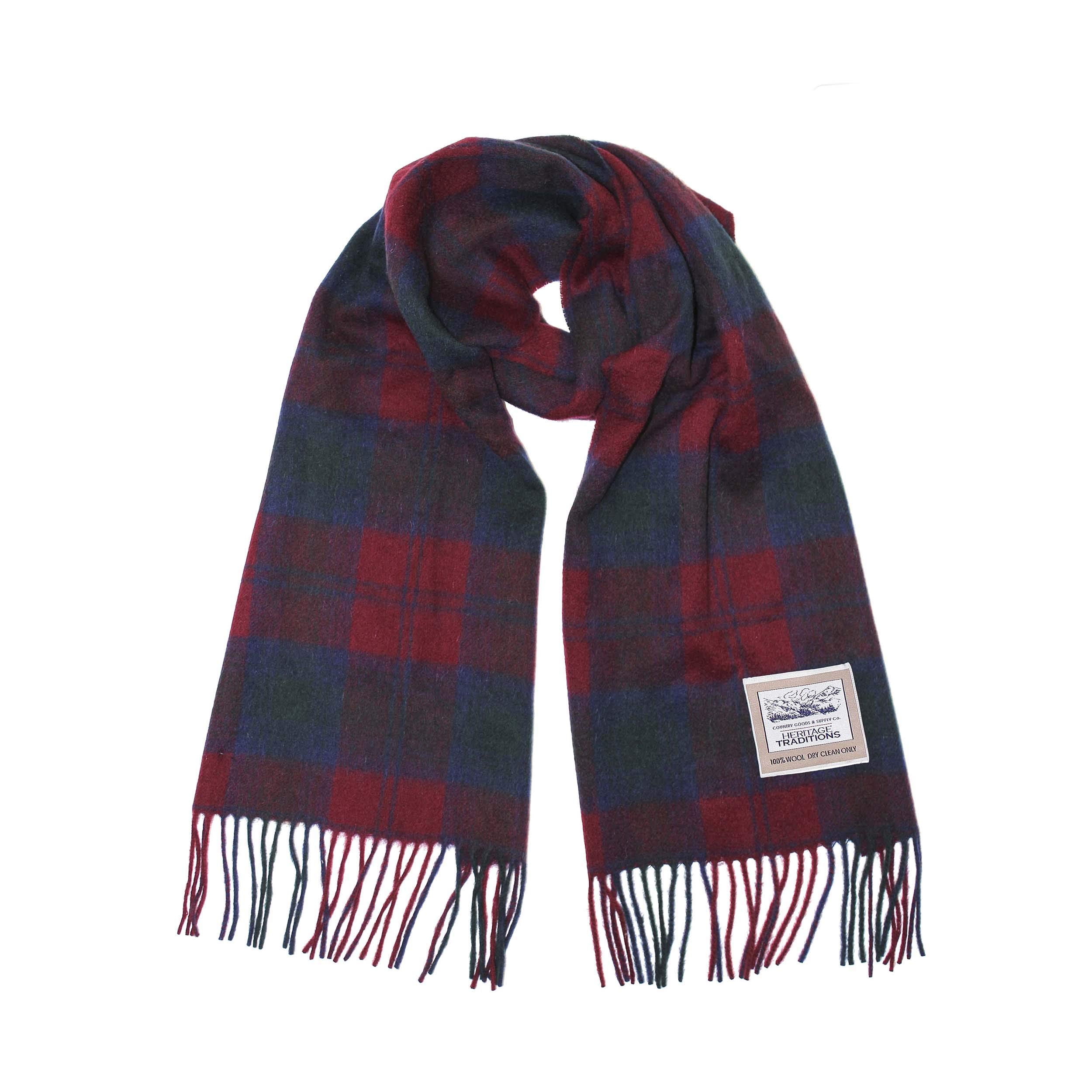 Heritage Traditions 100% Pure Wool Tartan Scarf, Check Scarf for Men & Women, Scottish Scarf Men Style, Women's Wool Scarf with Soft Brushed Finish & Fringe (Lindsey Tartan)