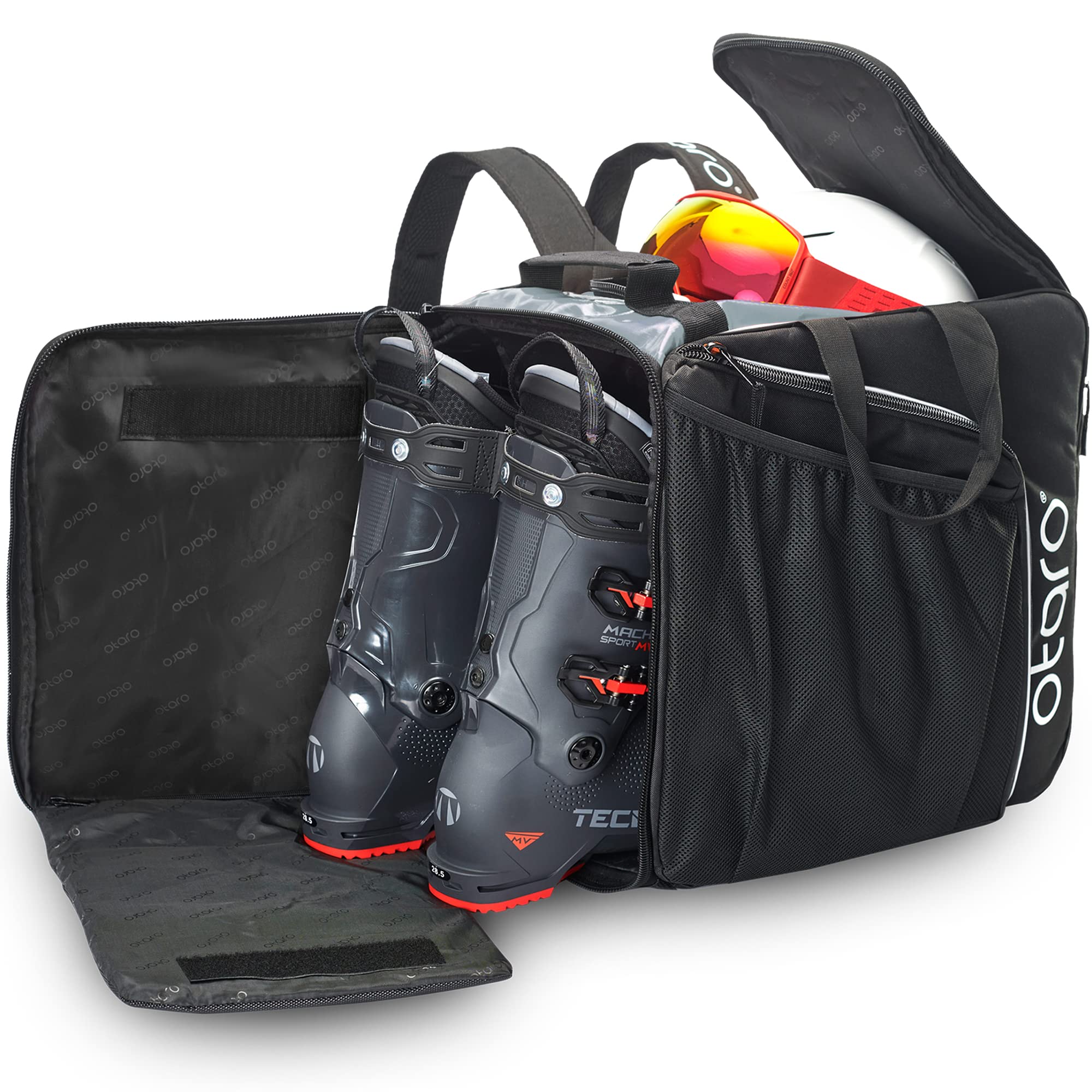 Otaro® Premium torba na buty narciarskie z przegrodą na kask (Pro: Szary/Czarny)