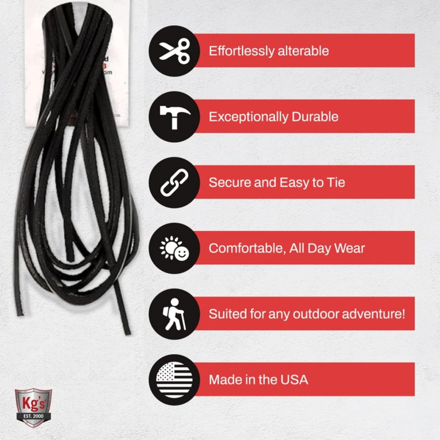 Kg's Genuine Leather Laces – 100% Genuine Leather Shoe Laces for Adults, Leather Boot Laces are Tough & Long-Lasting - Image 3