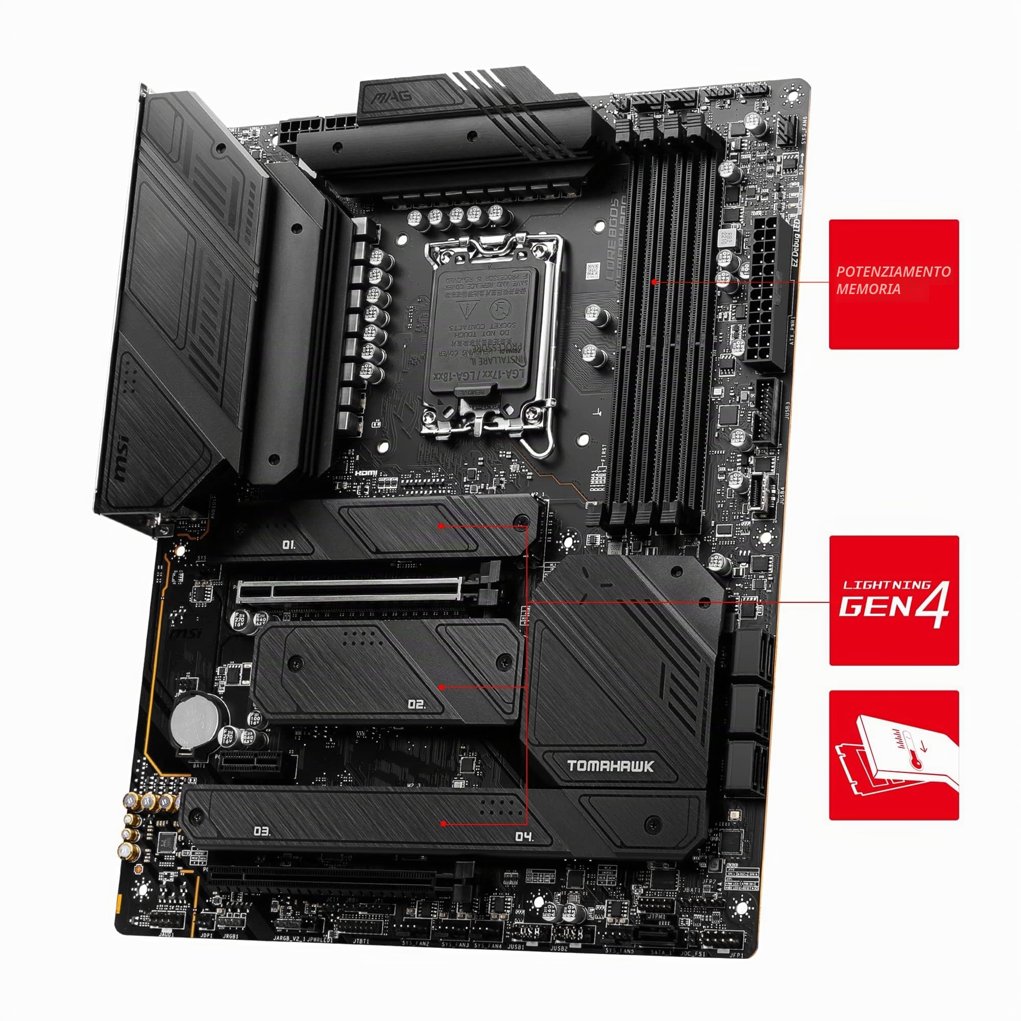 MSI MAG Z790 TOMAHAWK WIFI DDR4 Scheda madre, ATX - Supporta processori Intel 12th e 13th Gen Core, LGA 1700-90A SPS VRM, DDR4 Memory Boost 5333+MHz/OC, PCIe 5.0 e 4.0 x16, 4 x M.2 Gen4, Wi-Fi 6E