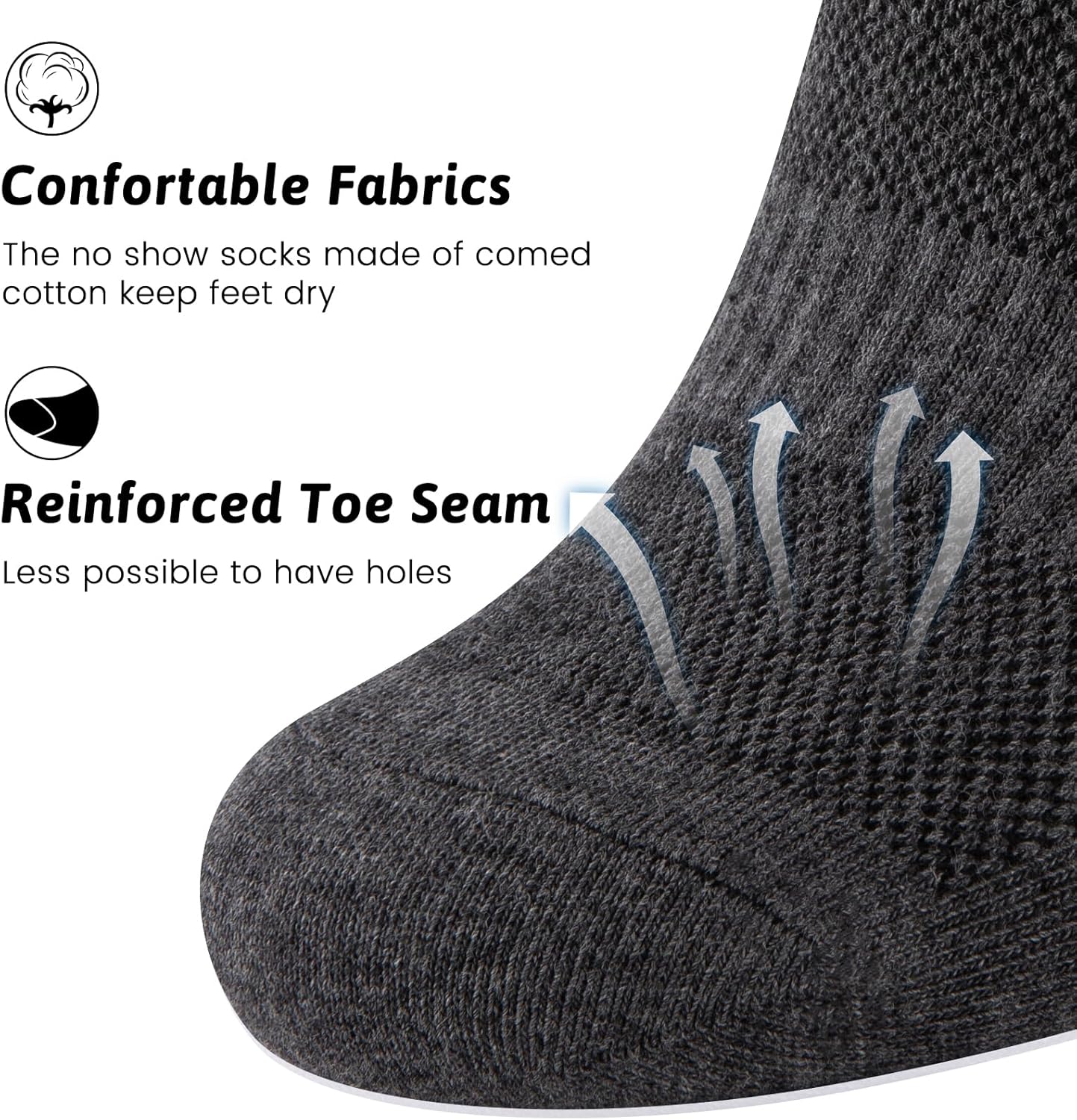 COOVAN Mens No Show Socks Cotton Thin Low Cut Invisible Short Casual Men Non Slip Casual Socks (7 Pairs) - Image 3