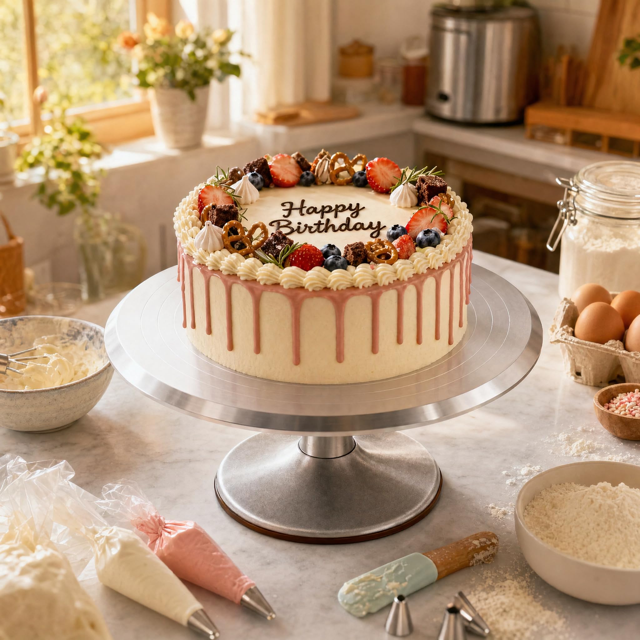 Plateau tournant à gâteaux en alliage d'aluminium 30,5 cm – Rotation lisse, base stable, facile à nettoyer – Idéal pour décorer des gâteaux et des pâtisseries