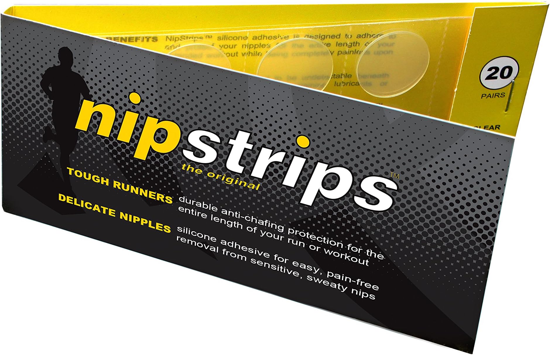 Best Nipple Chafing Solution for Long Distance Runners, Clear Adhesives that are Discreet & Painless, Guaranteed to Go The Distance on Training & Race Day, Nip Guard Remedy - 20 Pairs by NipStrips