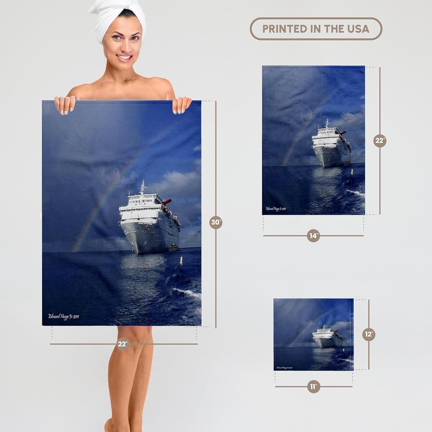 3dRose Cayman Island Rainbow on the Carnival Cruise Insperation 22x30 Bath Hand Pool Towel