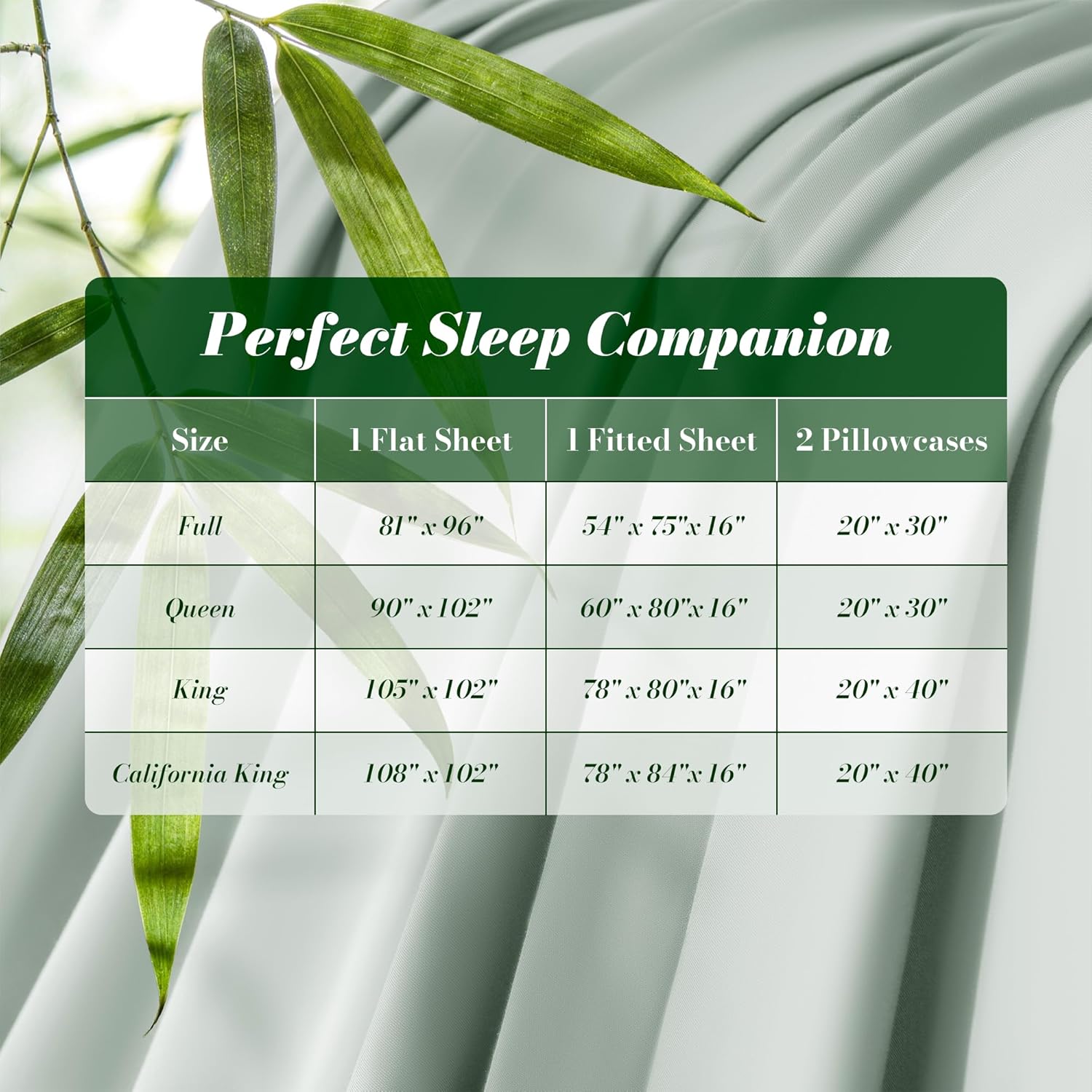 LBRO2M 100% Rayon Derived from Bam_Boo Sheet Set King Size 19" Deep Pocket Cooling Bed Sheets 4 Pcs, Breathable and Silky Soft Bedding Set for Hot Sleepers (King Sage Green)