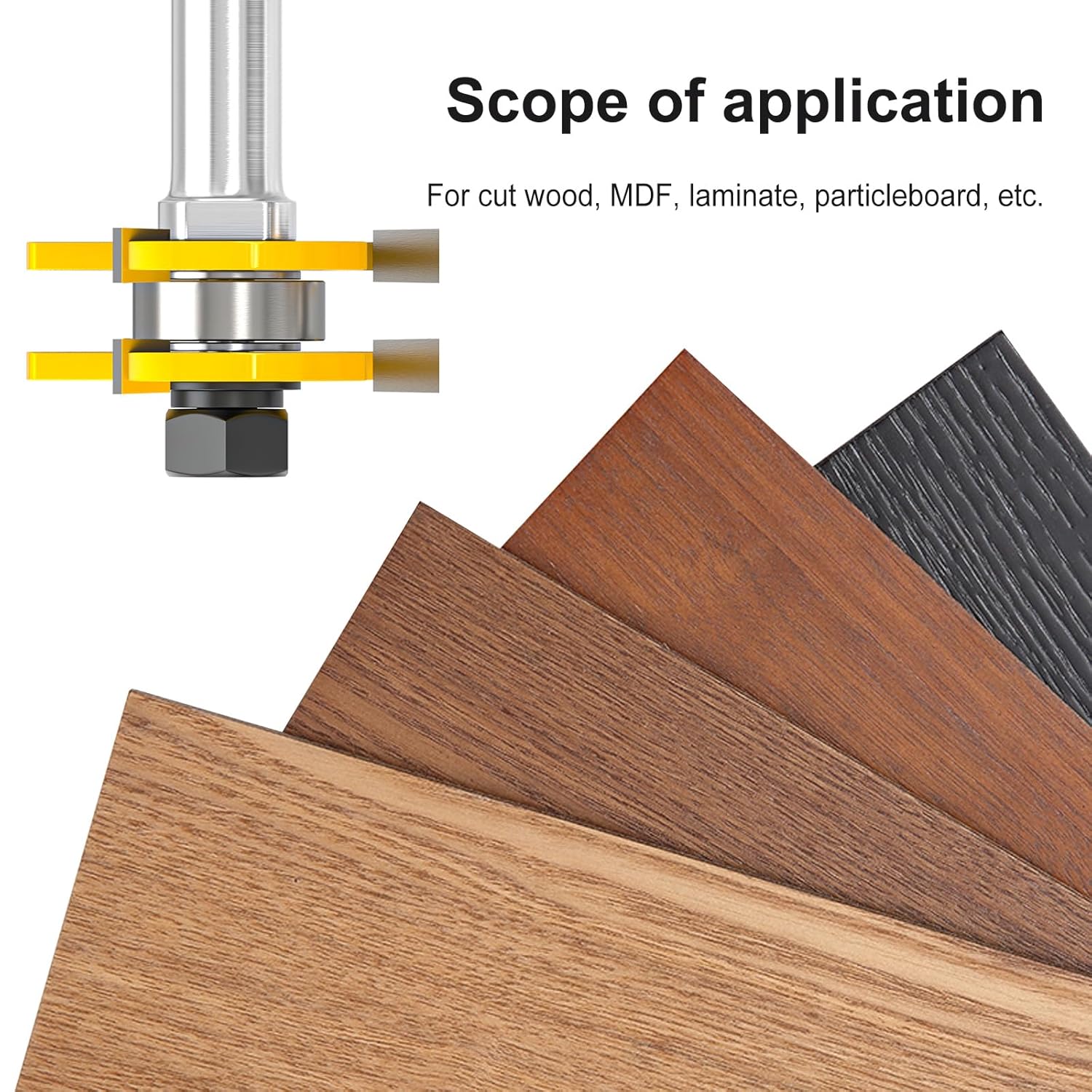 2PCS Tongue and Groove Router Bit Set, 1/2-Inch Shank, 3 Teeth T-Shape Wood Milling Cutter, Flush Trim & Lock Miter Router Bit for Cabinet Drawer Lock
