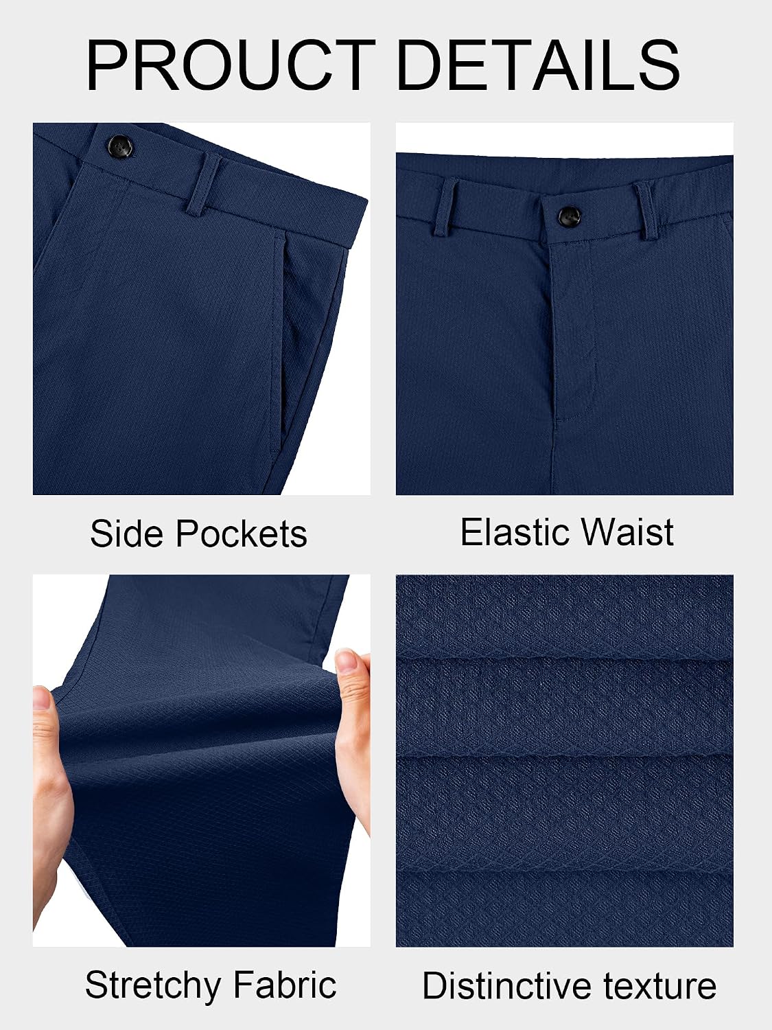 PLEPAN Men's Slim Fit Stretch Dress Pants Skinny Tapered Slacks Chino Trousers with Expandable Waist