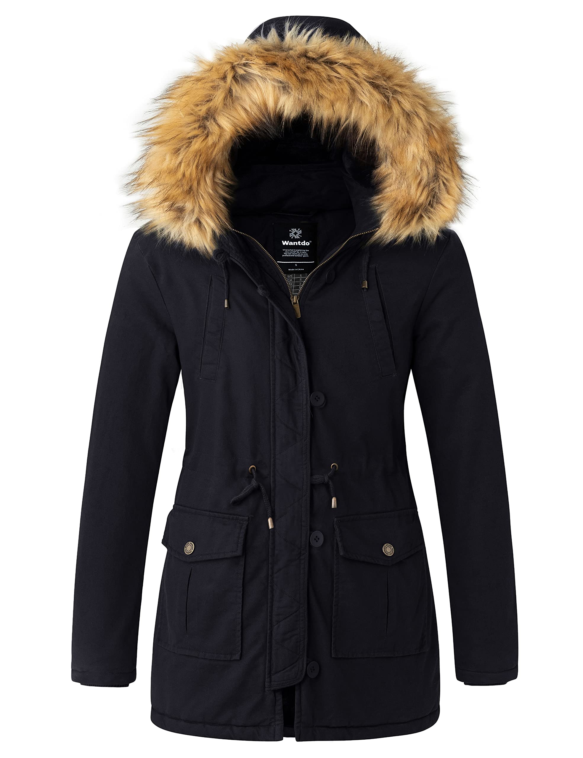 Wantdo Women's Cotton Thicken Padded Parka Winter Jacket Hooded Coat(Black, L) (SIMILAR AND ITEM)