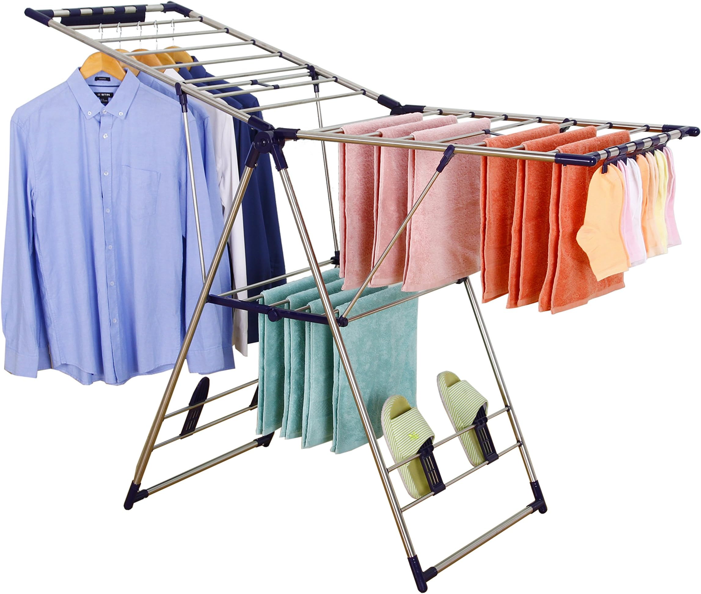Finnhomy Heavy Duty Clothes Drying Rack Foldable Dry Rack Stainless Steel Laundry Drying Rack