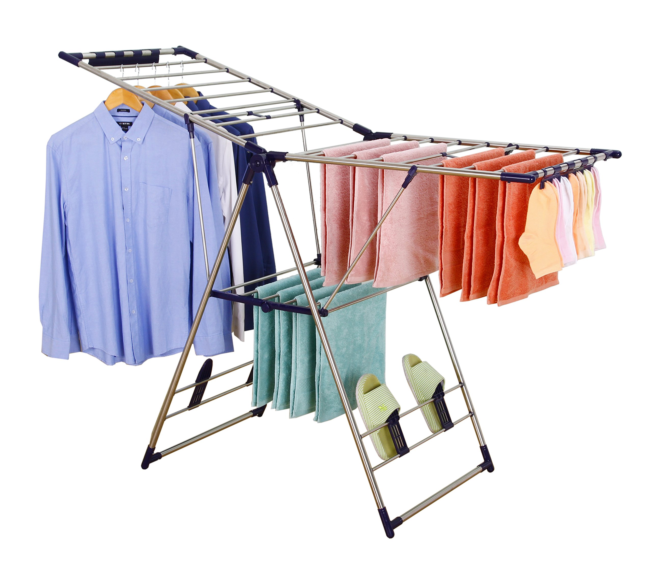Finnhomy Heavy Duty Clothes Drying Rack Foldable Dry Rack Stainless Steel Laundry Drying Rack