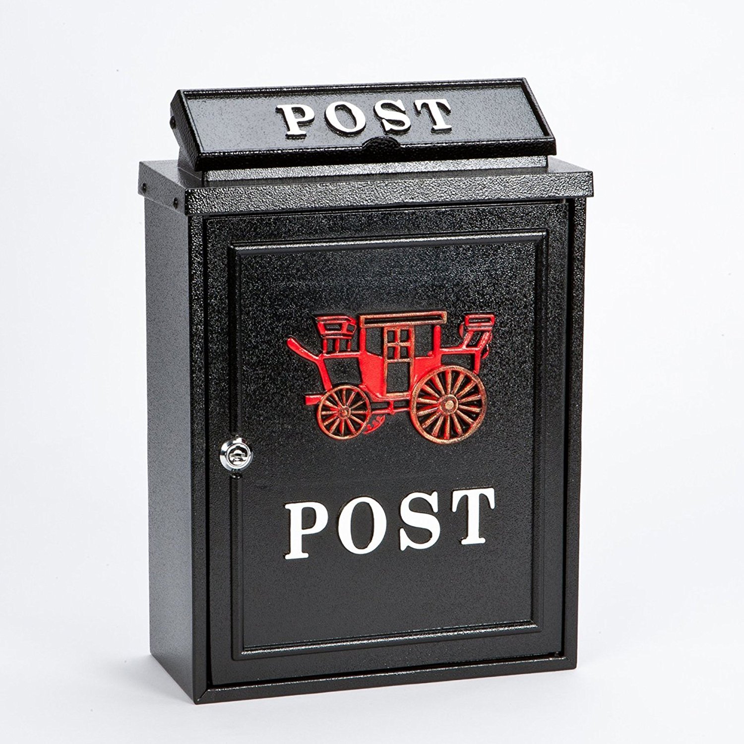 POSTBOX COLLECTION BY PRICE CRUNCHERS - Lockable Heavy Duty Secure Wall Mounted Letter Mail Post Box Stainless Steel (3. Red Carriage)