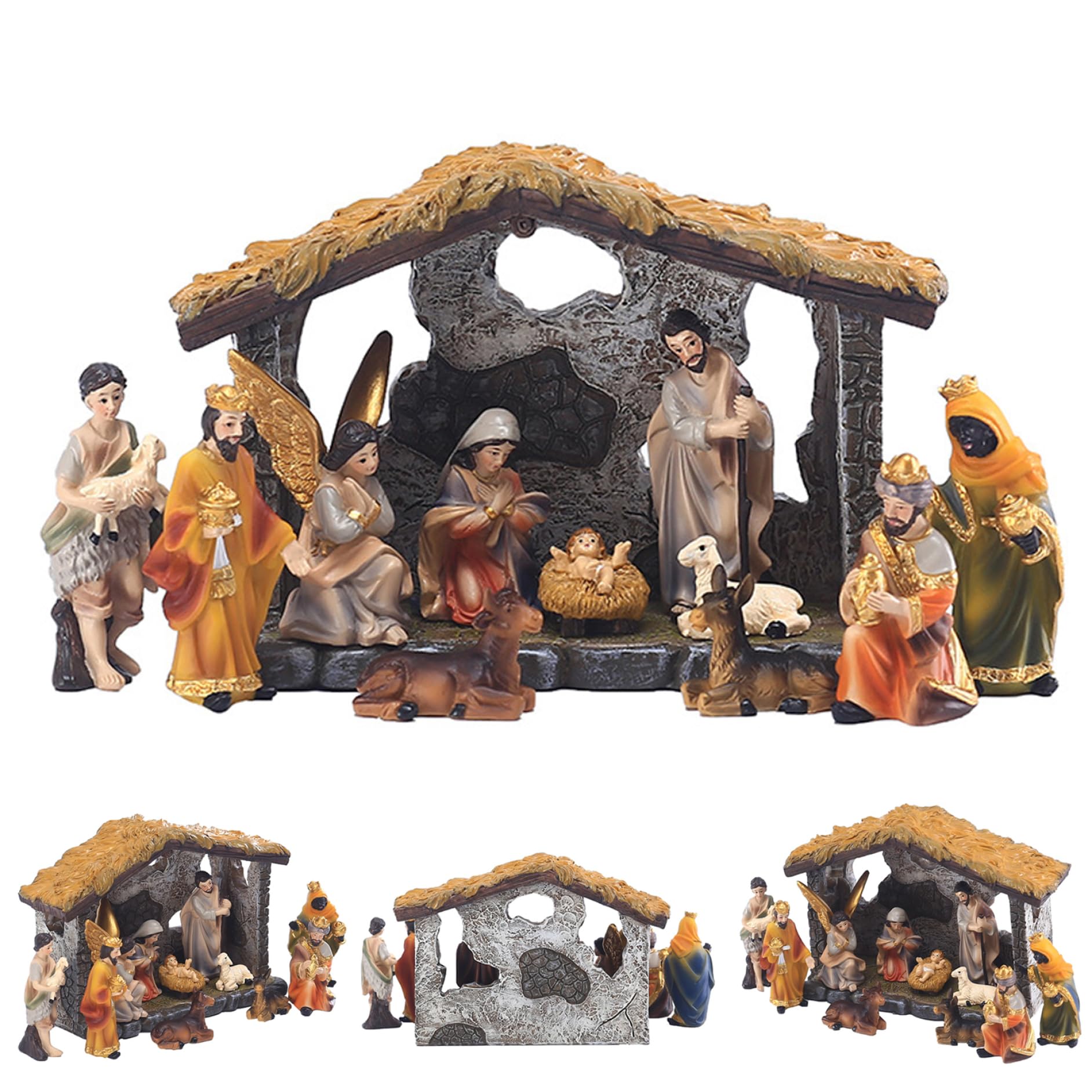 Gcroet Nativity Figurines Set Christmas Mini Traditional Resin Jesus Birth Decorations 1Set
