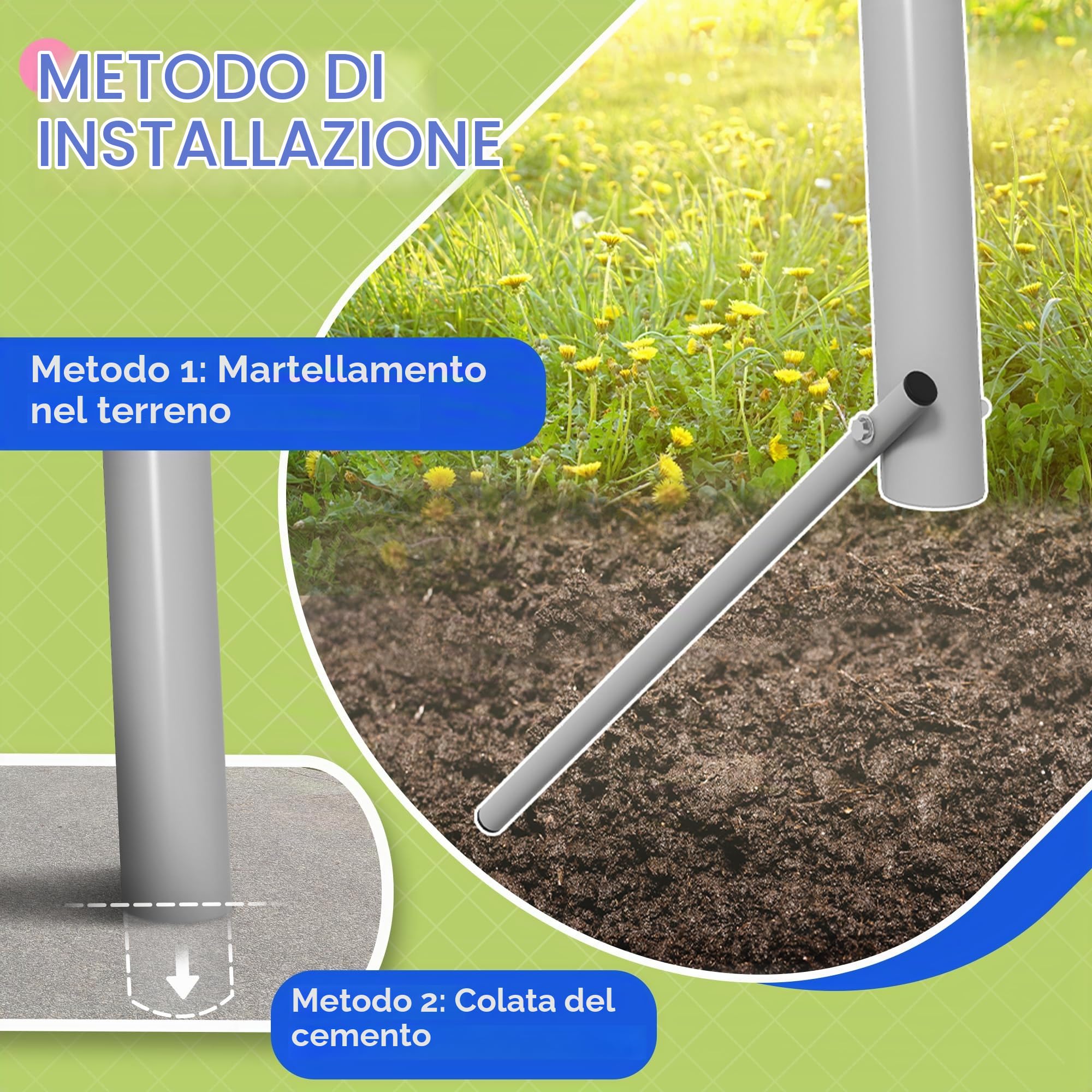 Outsunny 2 in 1 Set altalena metallo con dondolo per giardino, Verde