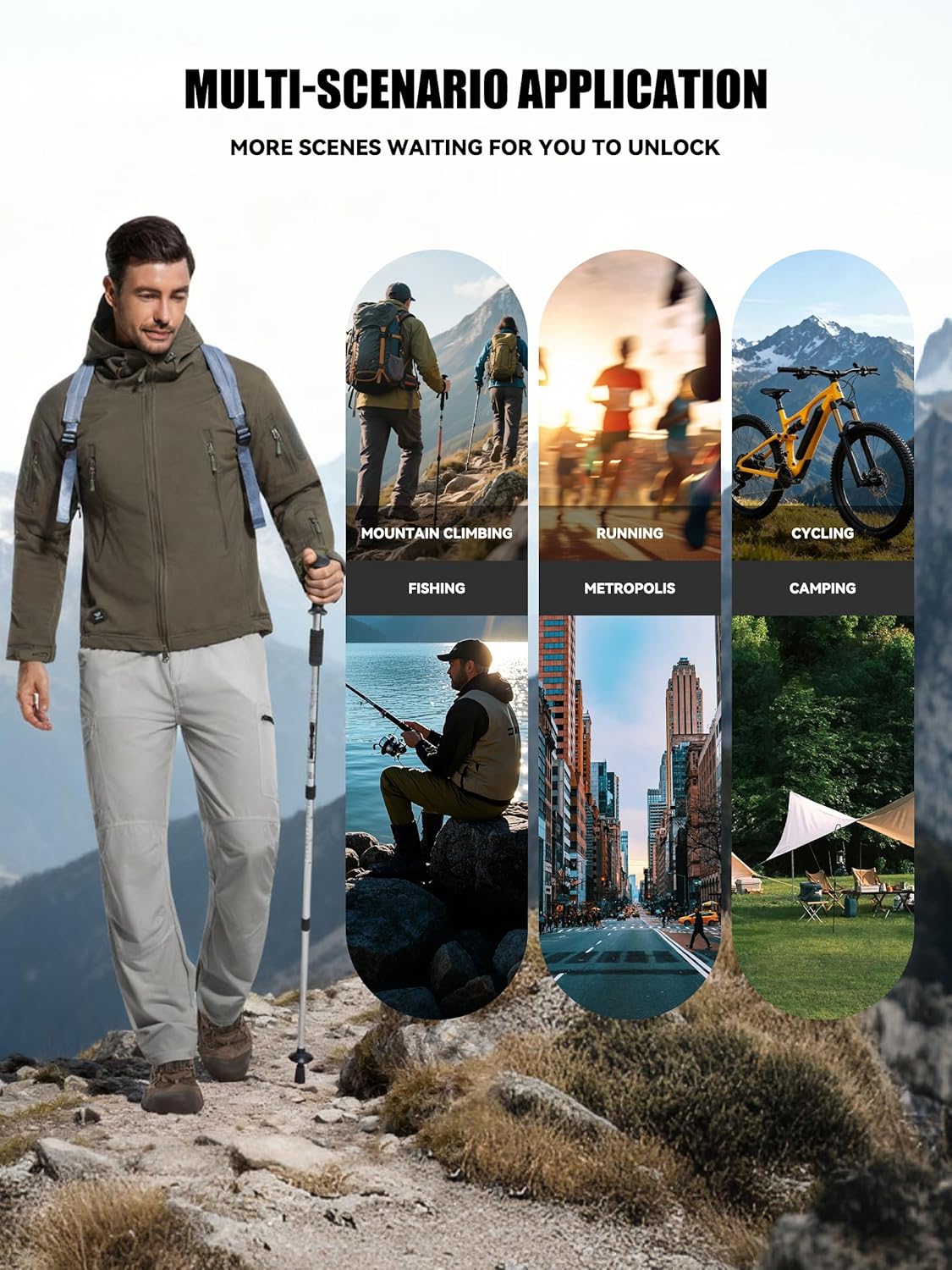 Men's Hiking Cargo Pants Waterproof Lightweight Quick Dry Outdoor Work Fishing Mountain Travel Stretch Pants - Image 6