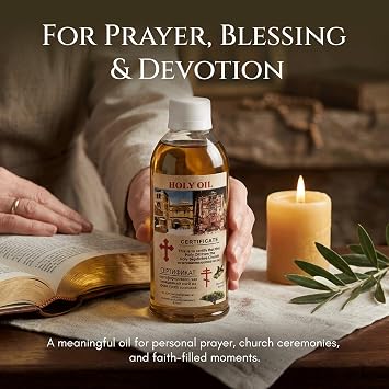 Jerusalem Anointing Oil - Holy Anointing Oil for Prayer & Blessings | Virgin Olive Oil from the Holy Land | Blessed Oil | Biblical Gift | Sacred Healing Oil Flask