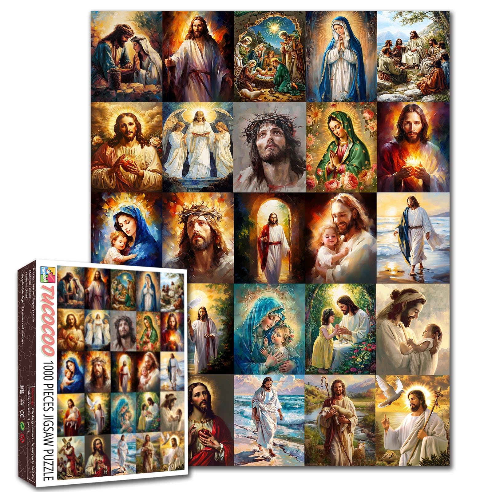 Tucocoo 1000 Piece Jigsaw Puzzles for Adults Jesus Christ Painting Puzzle Mary God Religion Collection Art Difficult Puzzles for Challenging Family Activity Game Colorful DIY Puzzle Wall Decor Gifts โ image 1