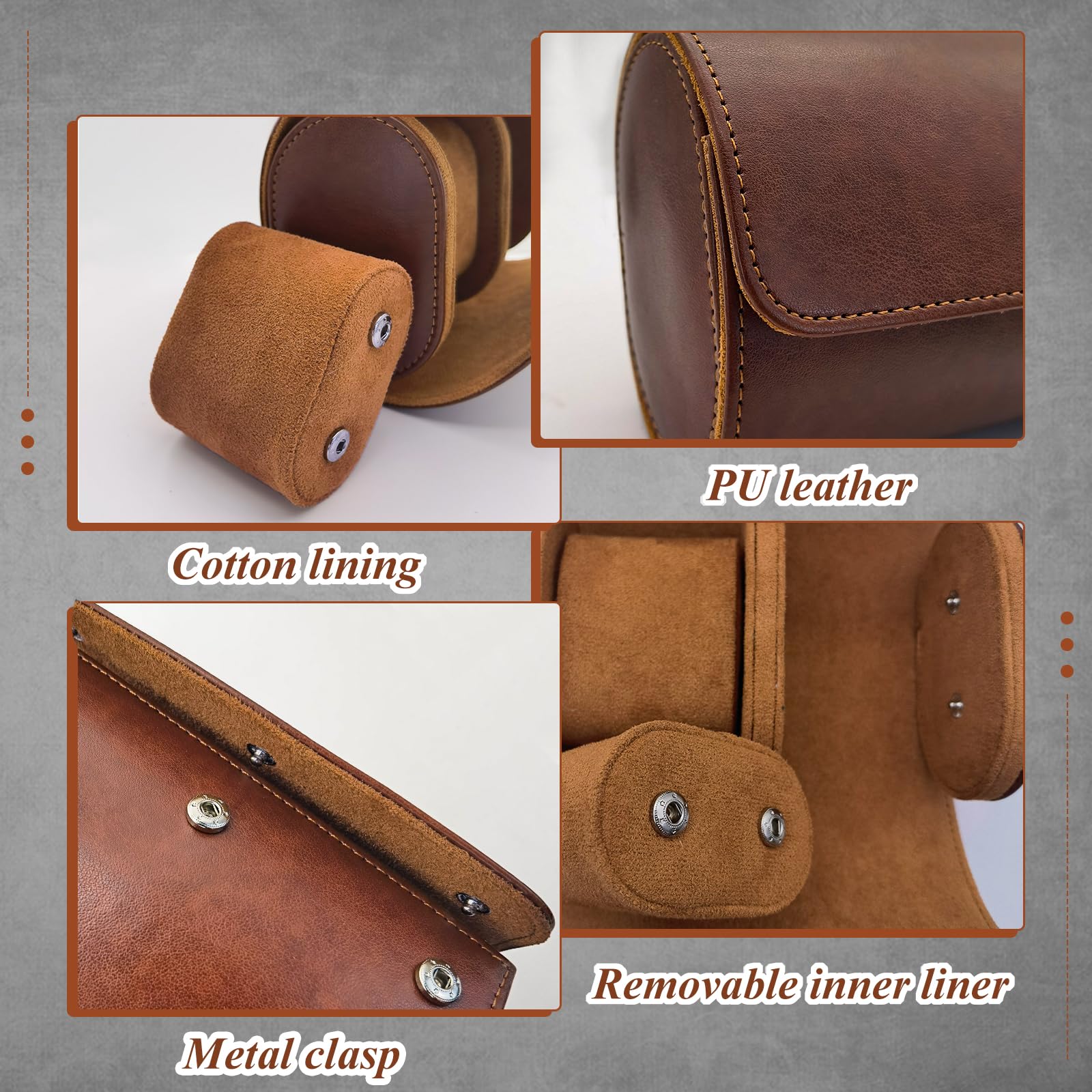 Scatola per orologi, custodia per orologi in pelle PU, espositore per singolo orologio, scatola portatile per esporre e conservare orologi, astuccio da viaggio arrotolabile per orologi con cuscino r