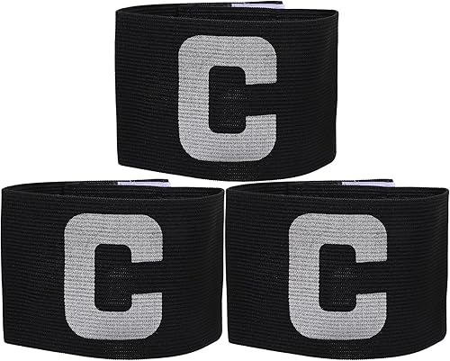 3 uds Youth Captain Armband Football Soccer Elastic Captain Armband Bandas ajustables Capitán Brazalete para jóvenes (negro)