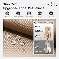 Vista 4 de PHI VILLA Sombrilla grande de 15 pies para patio con base incluida, sombrilla de doble cara rectangular para exteriores de gran tamaño con soporte