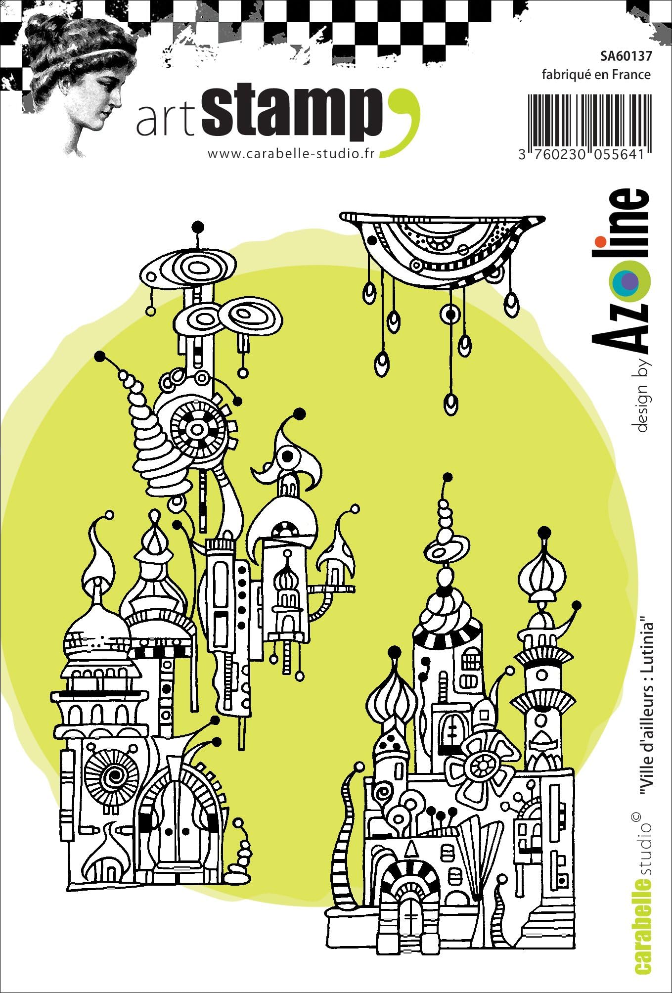 Carabelle Studio A6 Cling Stamp-Lutinia City from Afar by Azoline, Rubber, White/Transparent