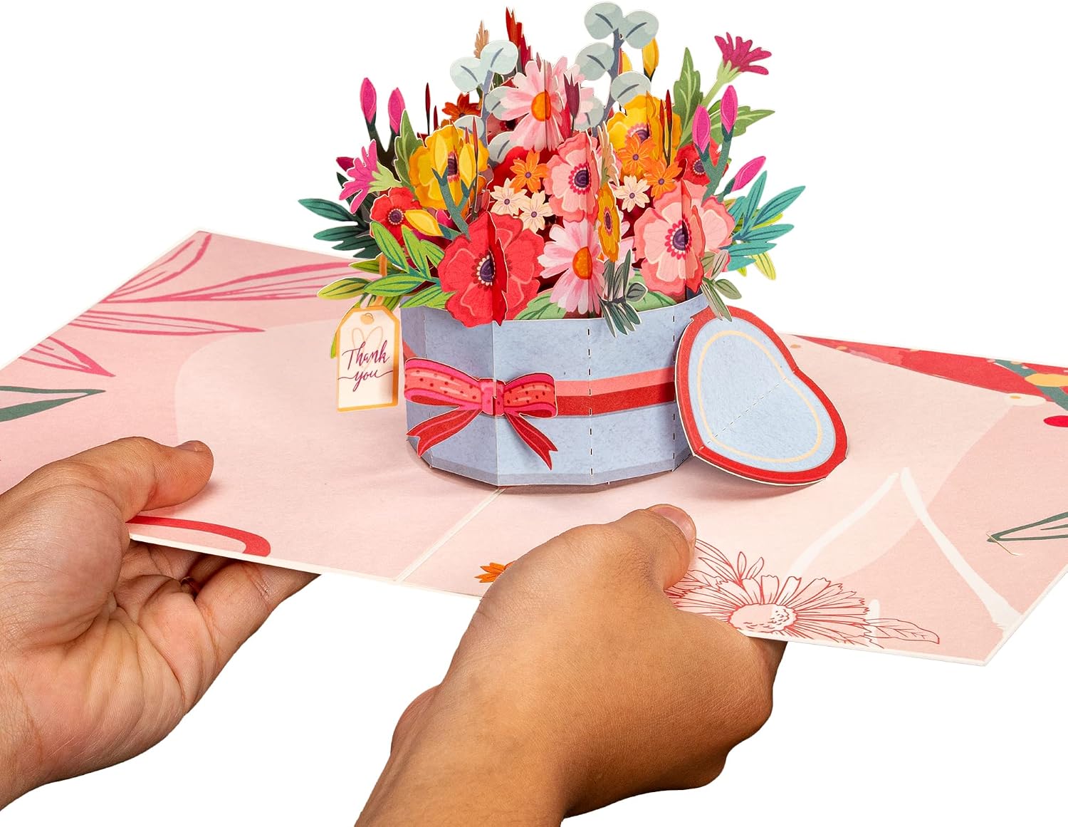 Paper Love Frndly Pop Up Cards 2 Pack - Includes 1 Box of Roses and 1 Flower Box, For All Occasion,100% Eco-Friendly, Includes Removable Note Tag