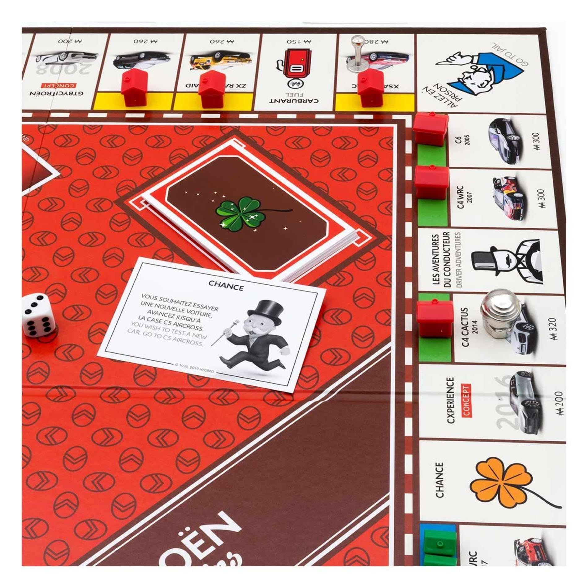 Citroën - Monopoly - Modèle Centenaire Édition Bilingue Français Anglais - Jeu de Société Collector Famille - Idée Cadeau pour Fans de Voitures - Produit Officiel de la Marque