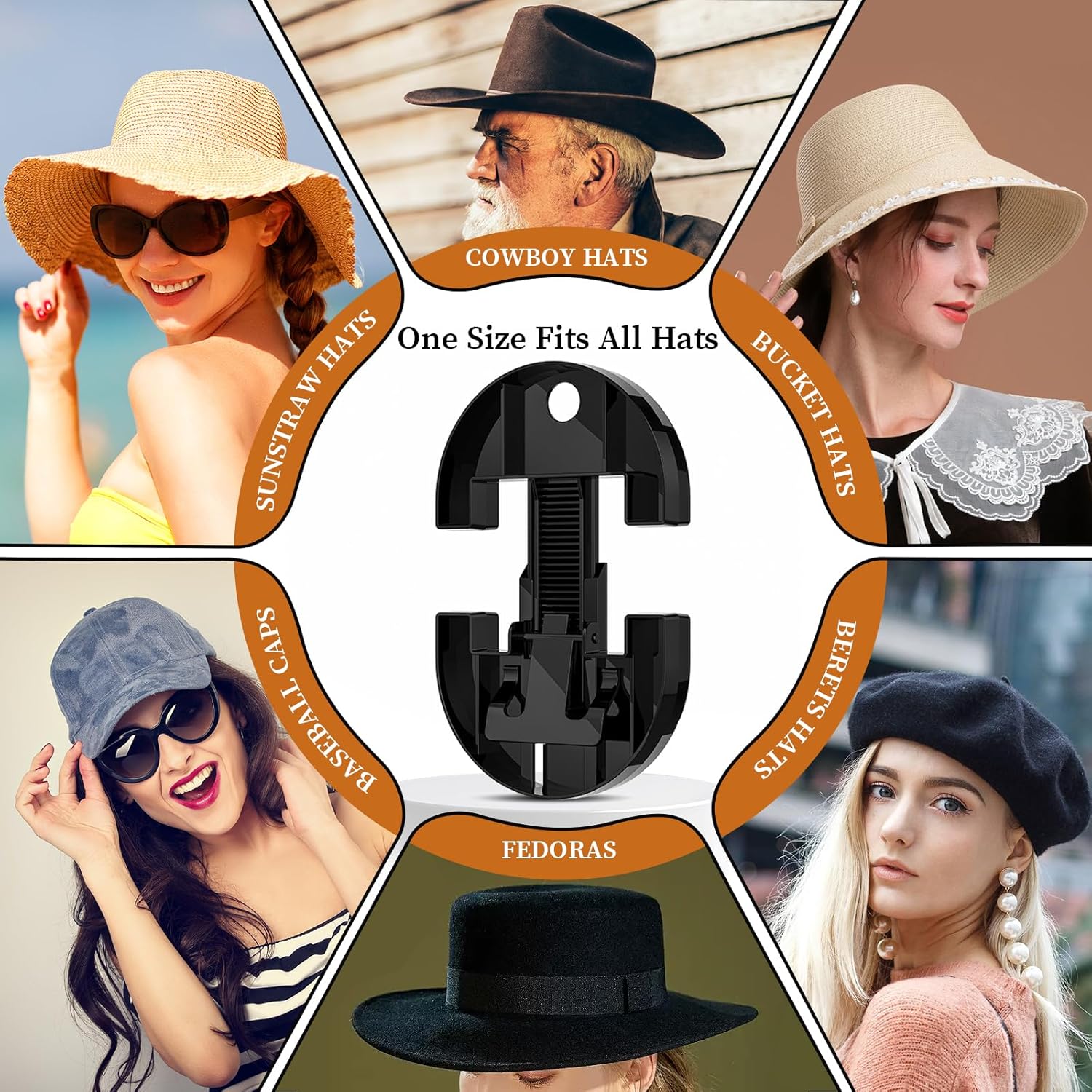 Coopache Adjustable Hat Stretcher for Baseball Caps Hat Stretchers for Fitted Hats Size 6 7/8 to 8 1/2 Lightweight Cap Stretcher, Black thumbnail