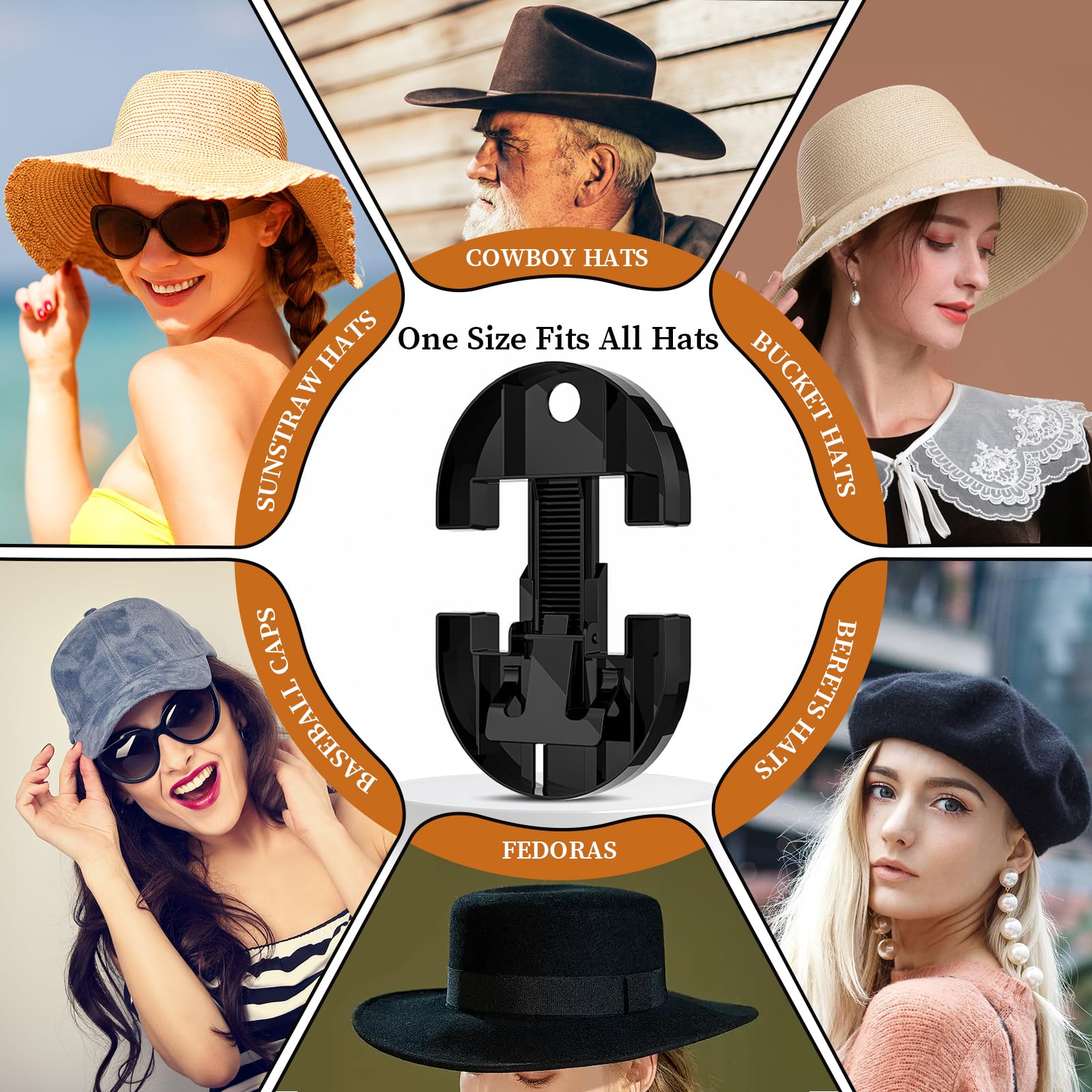 Coopache Adjustable Hat Stretcher for Baseball Caps Hat Stretchers for Fitted Hats Size 6 7/8 to 8 1/2 Lightweight Cap Stretcher, Black