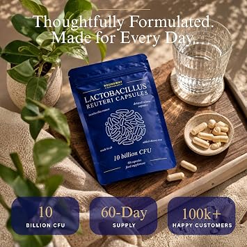 Lactobacillus Reuteri Bio Culture Capsules | High Strength L Reuteri 10 Billion CFU | 2 Months Supply for Women & Men with Added Inulin Prebiotic by Roundway Supplements