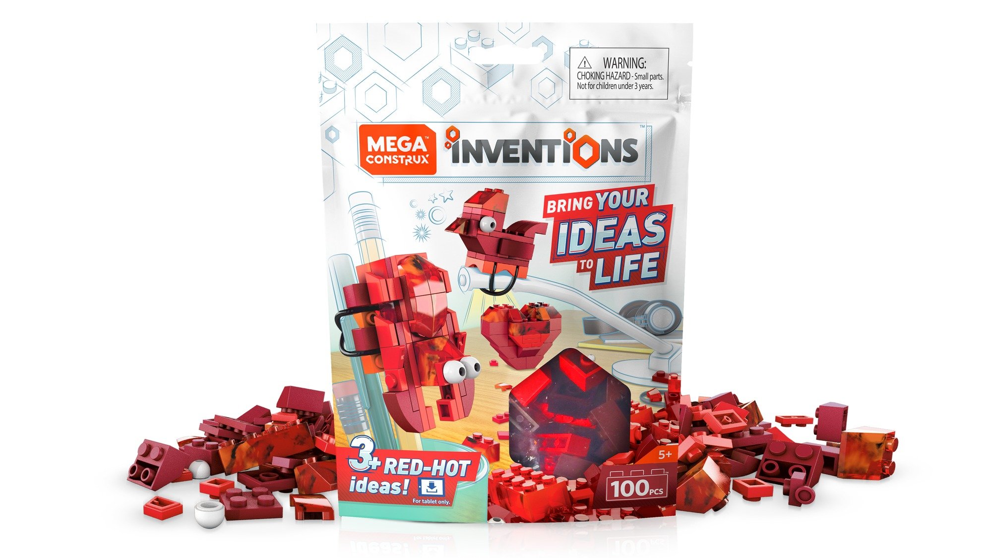 Mattel Mega Construx Inventions Red Brick Building Set