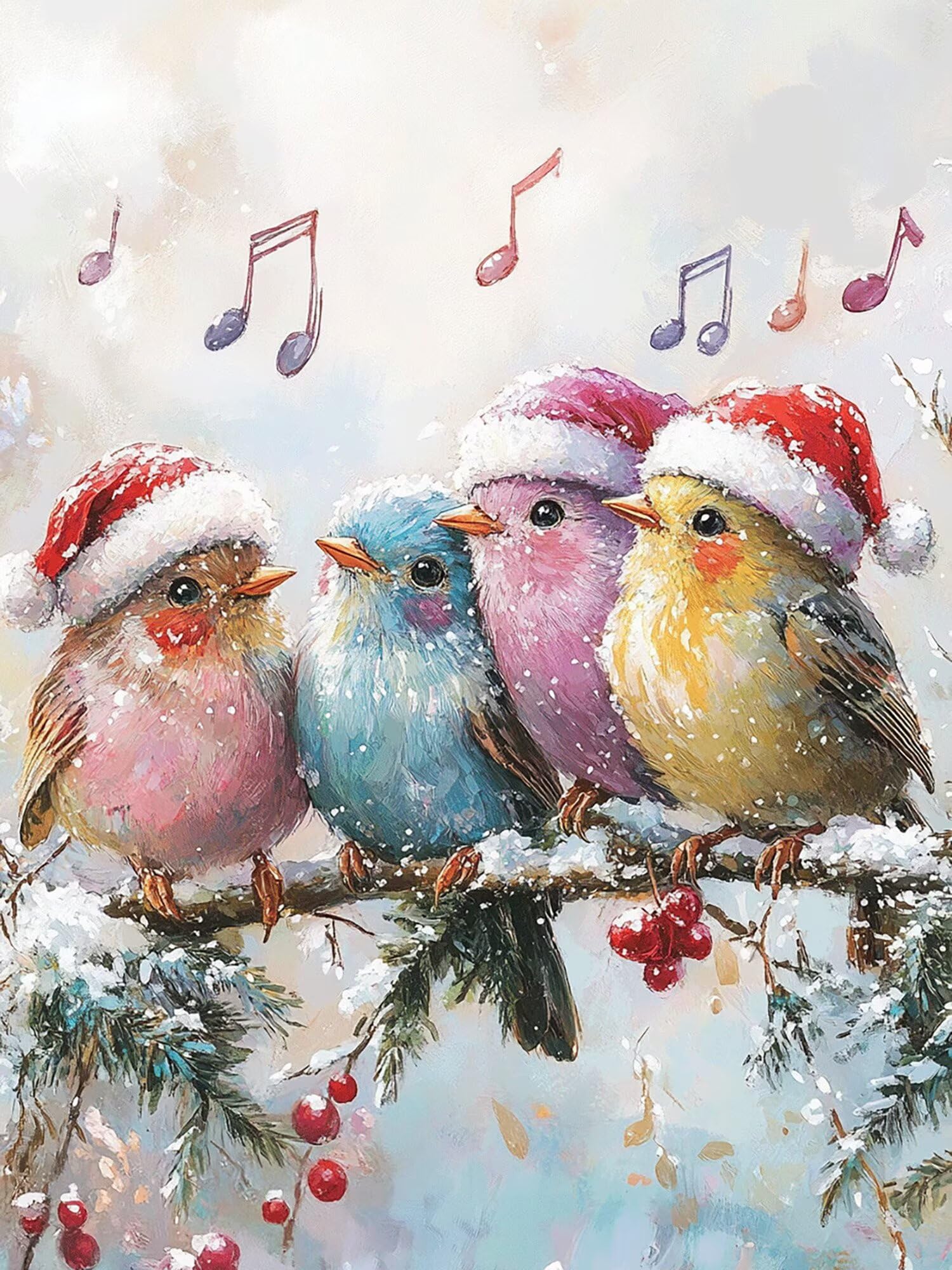 Diamond Painting Erwachsene Winter 5D Diamond Painting Vogel Muster DIY Set Erwachsene Anfänger, Vollbohrer Diamanten Malerei Kreuzstich Bastelset für Zimmer Wand Deko Schlafzimmer 60x80cm, Model701