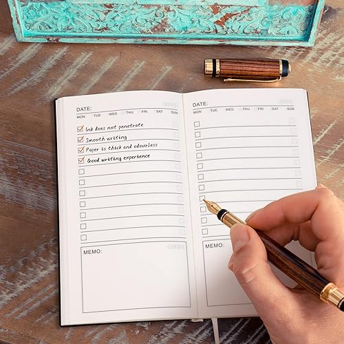 Miniatura 6 de Paquete de 2 cuadernos de lista de tareas, planificador de 196 páginas, cuaderno de bolsillo para lista de tareas diarias, cubierta de cuero,