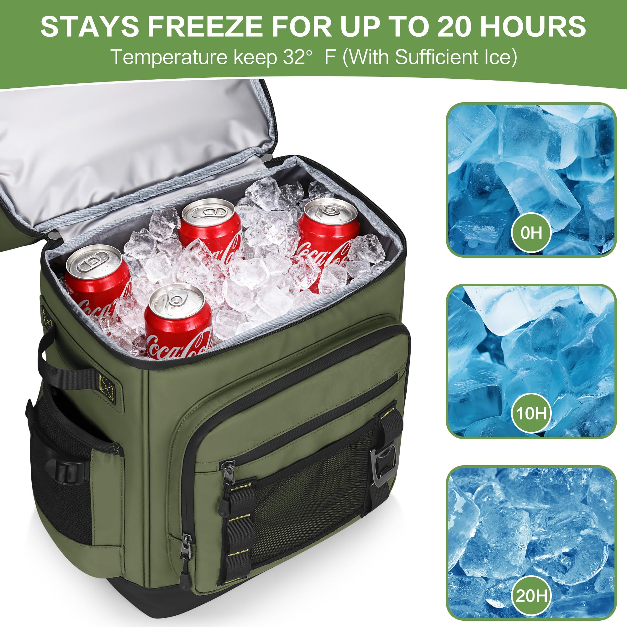 Mochila Nevera Isotermica a Prueba de Fugas, Expandible Impermeable Mochila Termica Grande Thremal Bolsa Picnic para Hombre y Mujer