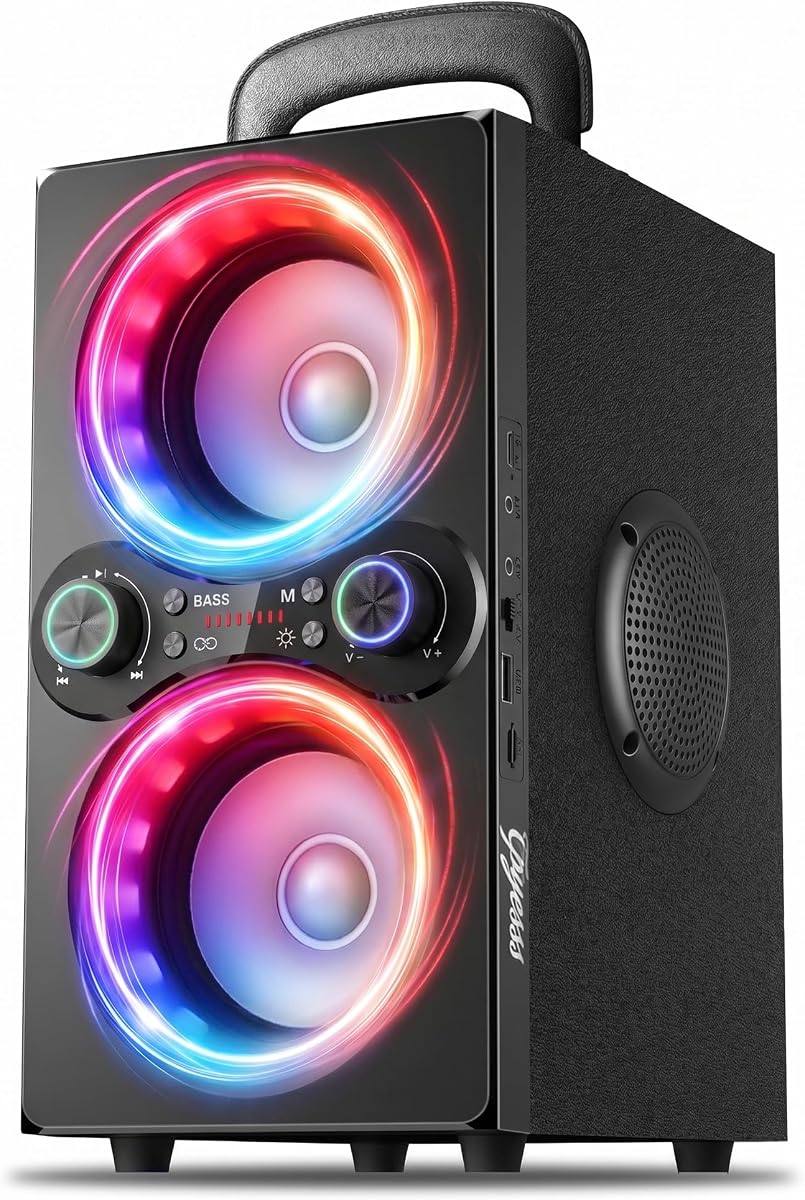 TPyesss Party Loud Bluetooth Speaker: 80W Peak Powerful Bass