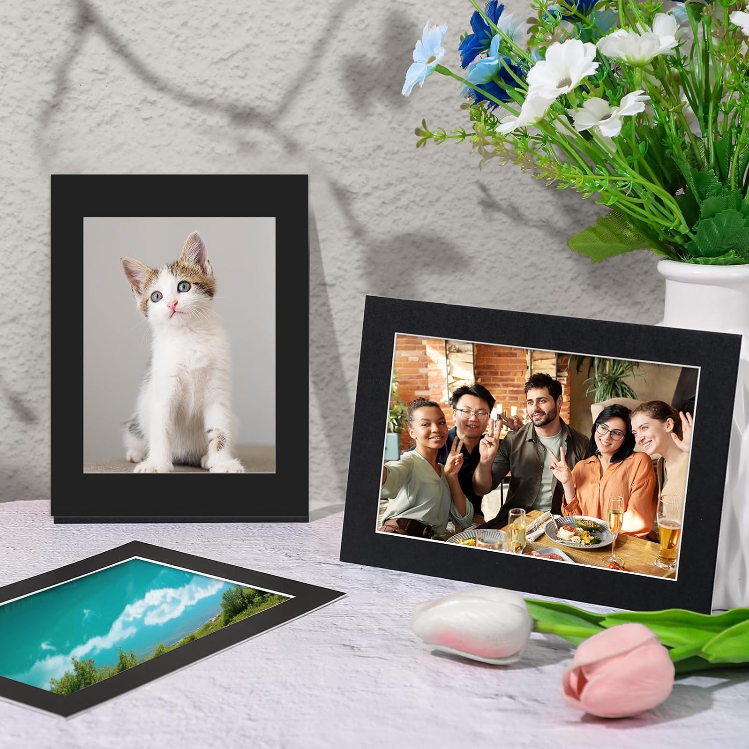 15 Pack 12x16 Black Picture Mats, Frame Mattes for 9x12 Pictures Display Photo Frame Mat Core Bevel Cut Mat Board Show Kit for Photos, Prints, Artworks - Image 7