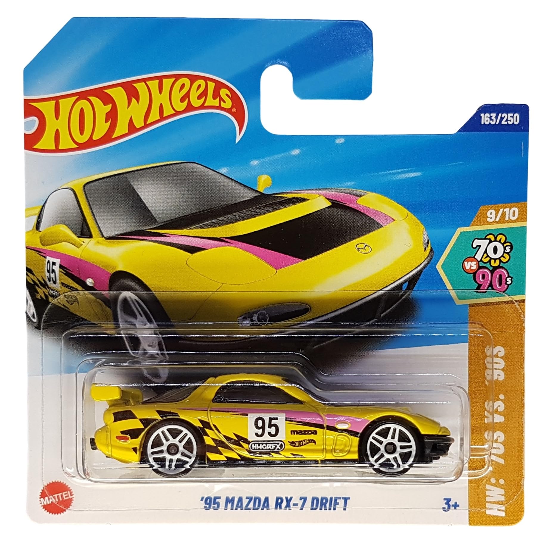 Hot Wheels - ´95 Mazda RX-7 Drift - HW: ´70s vs. ´90s 9/10 - HYY95 - Short Card - Yellow - Mattel 2025-1:64
